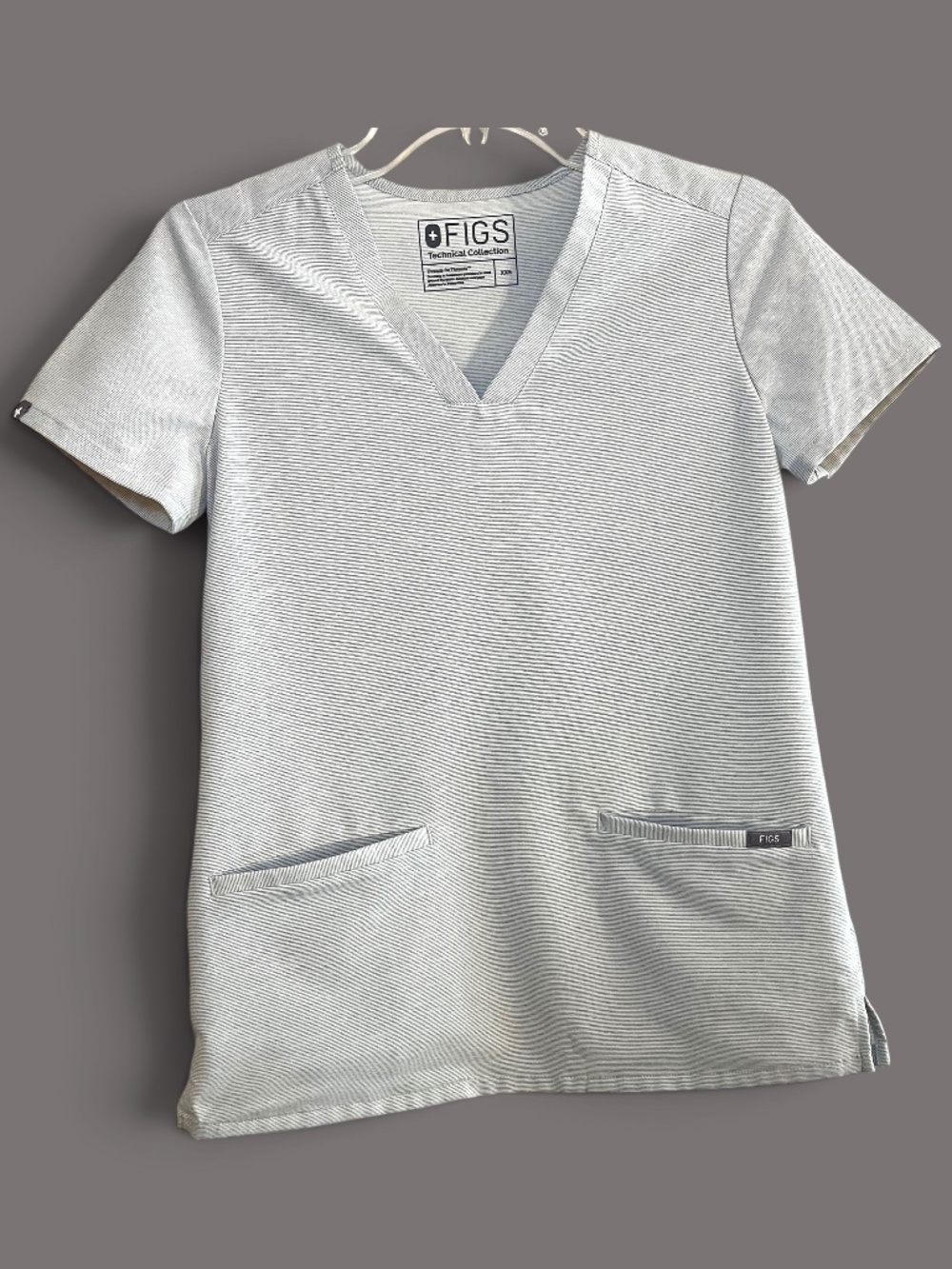 Figs Space Gray (#1520) Pinstriped Casma Scrub Top Size XXS
